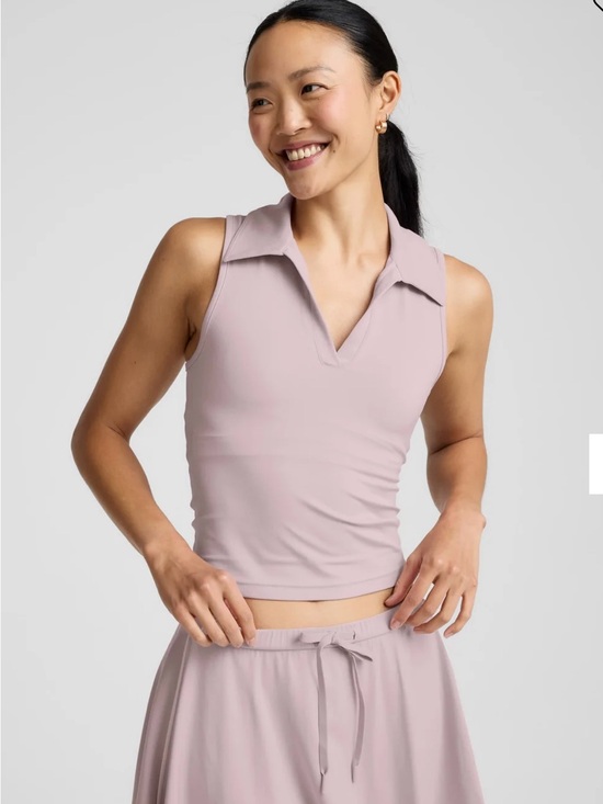 Beyond Yoga Tops - Beyond Yoga Pink Sleeveless Collared V Neck Tank Top XS Stretch Athleisure